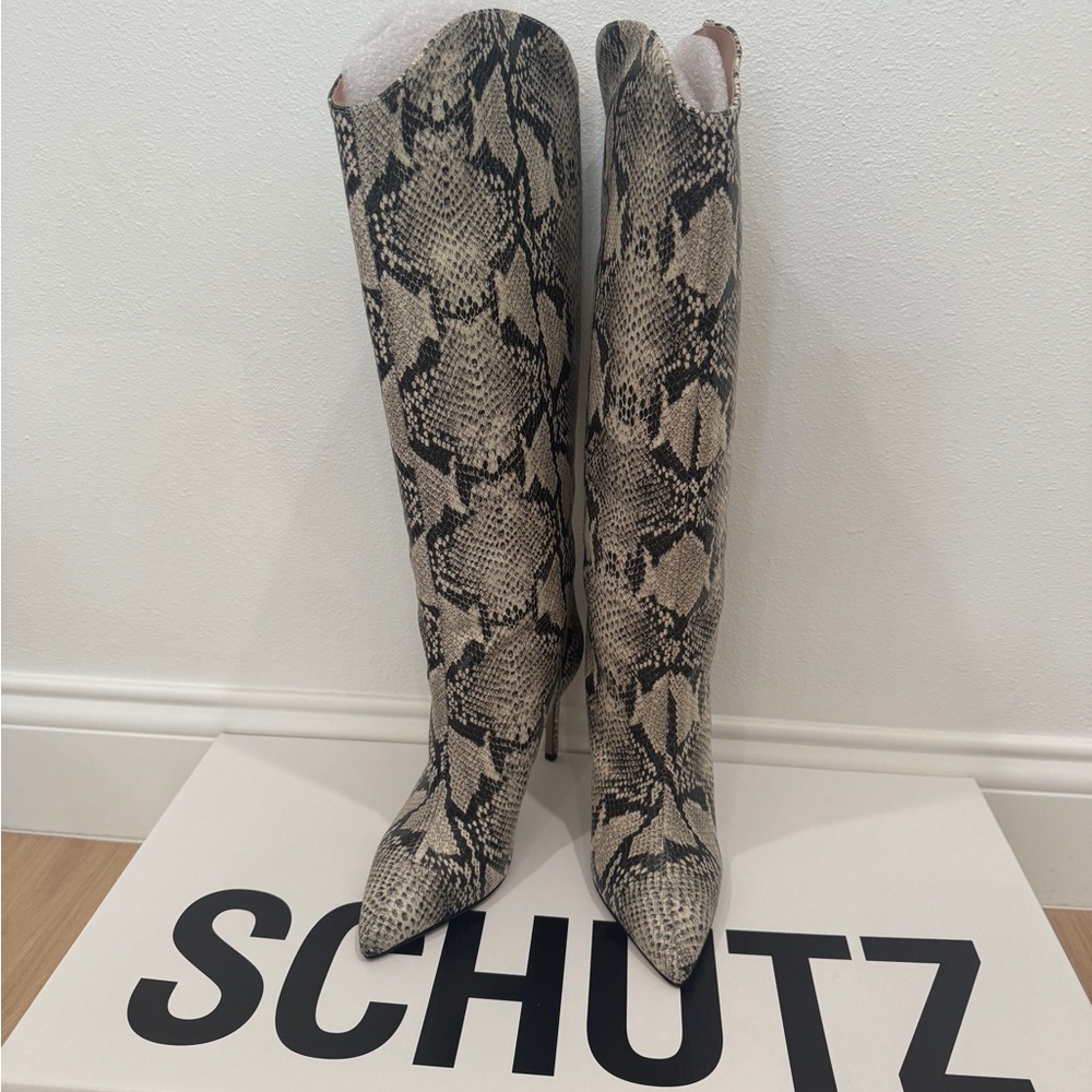 Schutz Maryana Snakeskin Knee- High boots